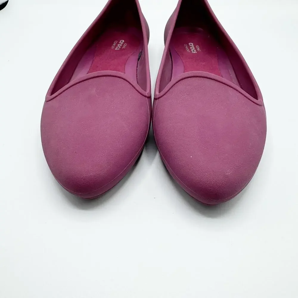 Crocs Eve Ballet Iconic Comfort Pointed Flats Magenta Pink Slip On Size 9 - Picture 6 of 8